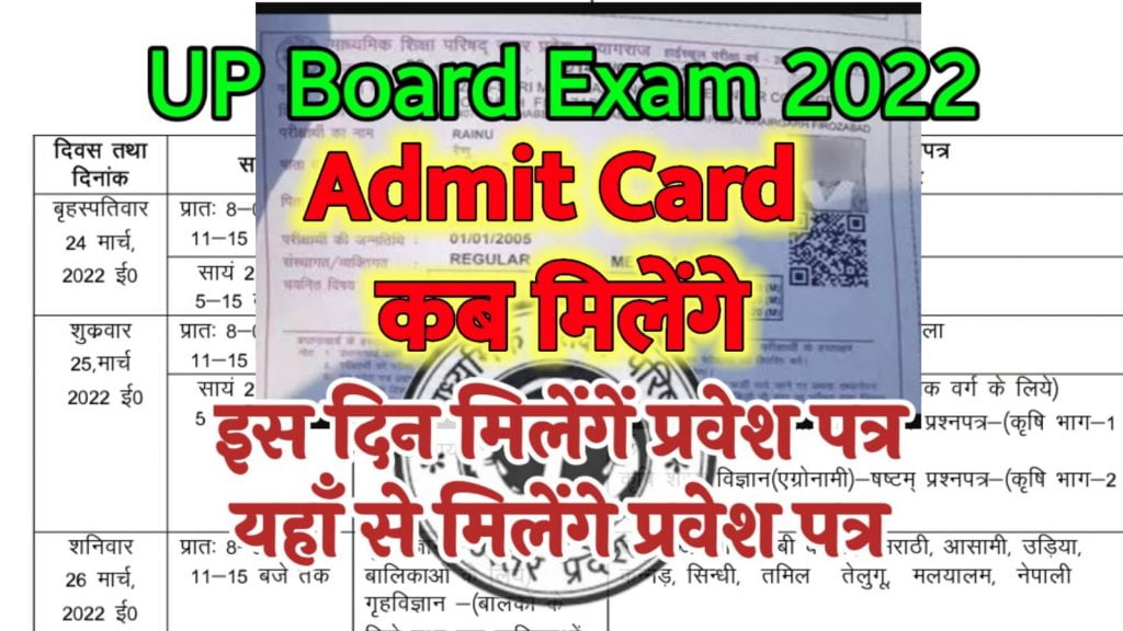 UP Board Admit Card 2022- UPMSP Board Exam Admit Card Release date 2022